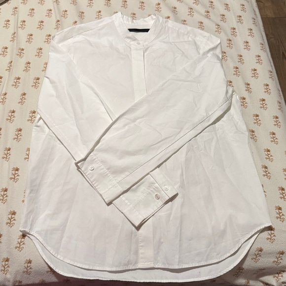 Jenni Kayne - Cotton Button Down Shirt - Collarless - White Size S- Pristine - Picture 6 of 8